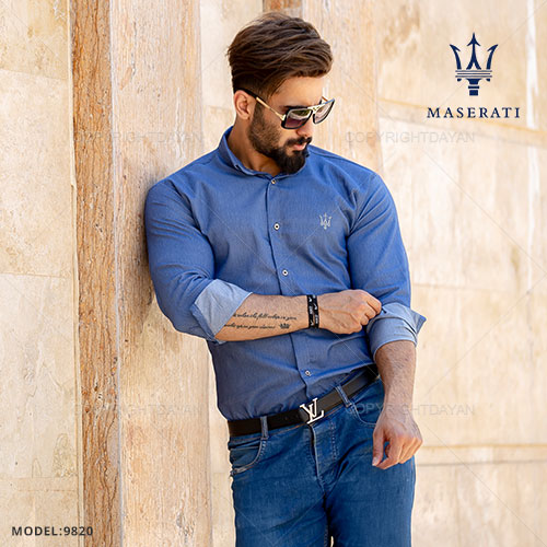 پیراهن مردانه Maserati مدل T9820 - پیراهن طرح جین